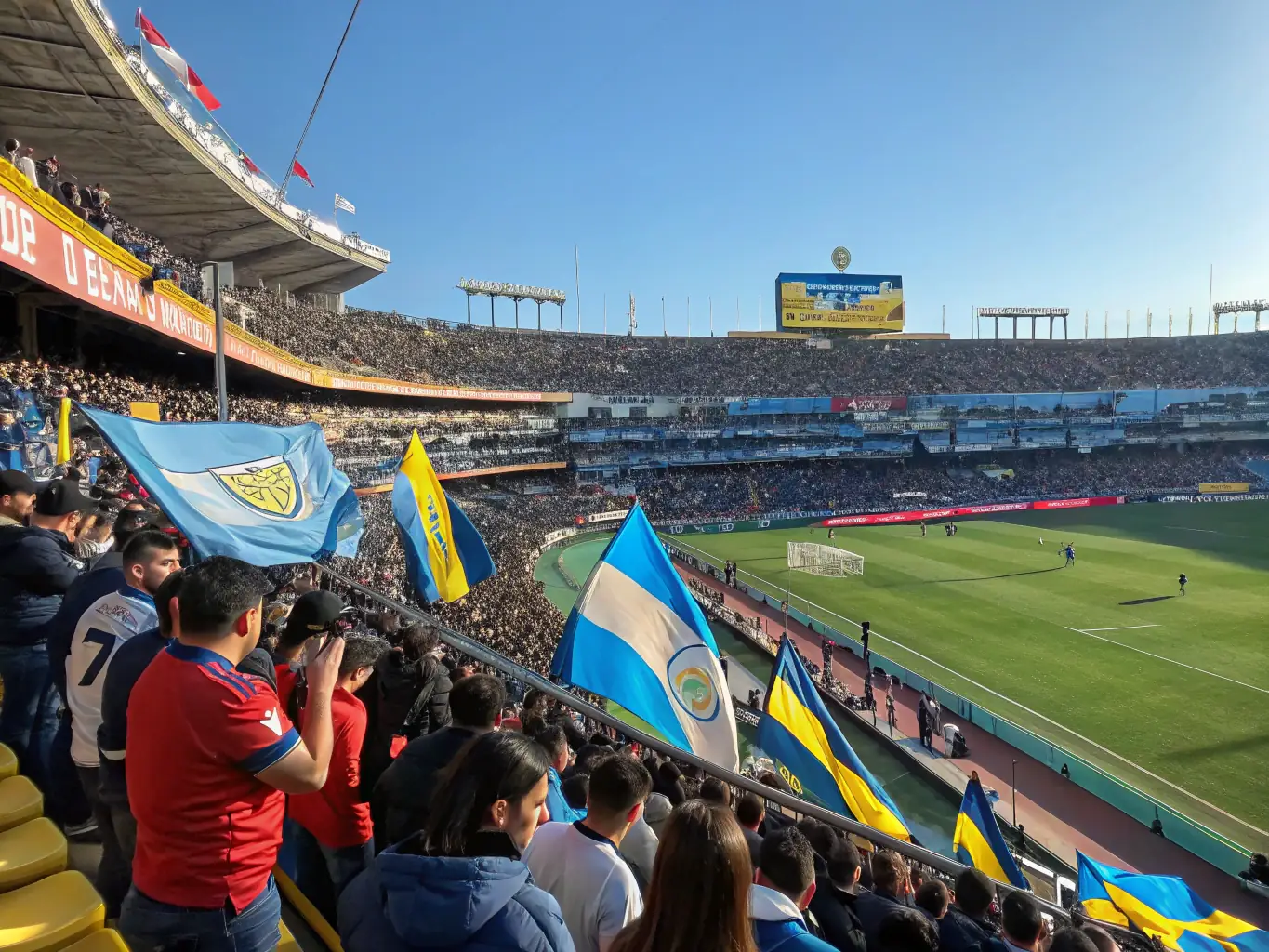 A vibrant image showcasing a football stadium during a Brazilian Série A match, emphasizing the excitement and energy of the game.
