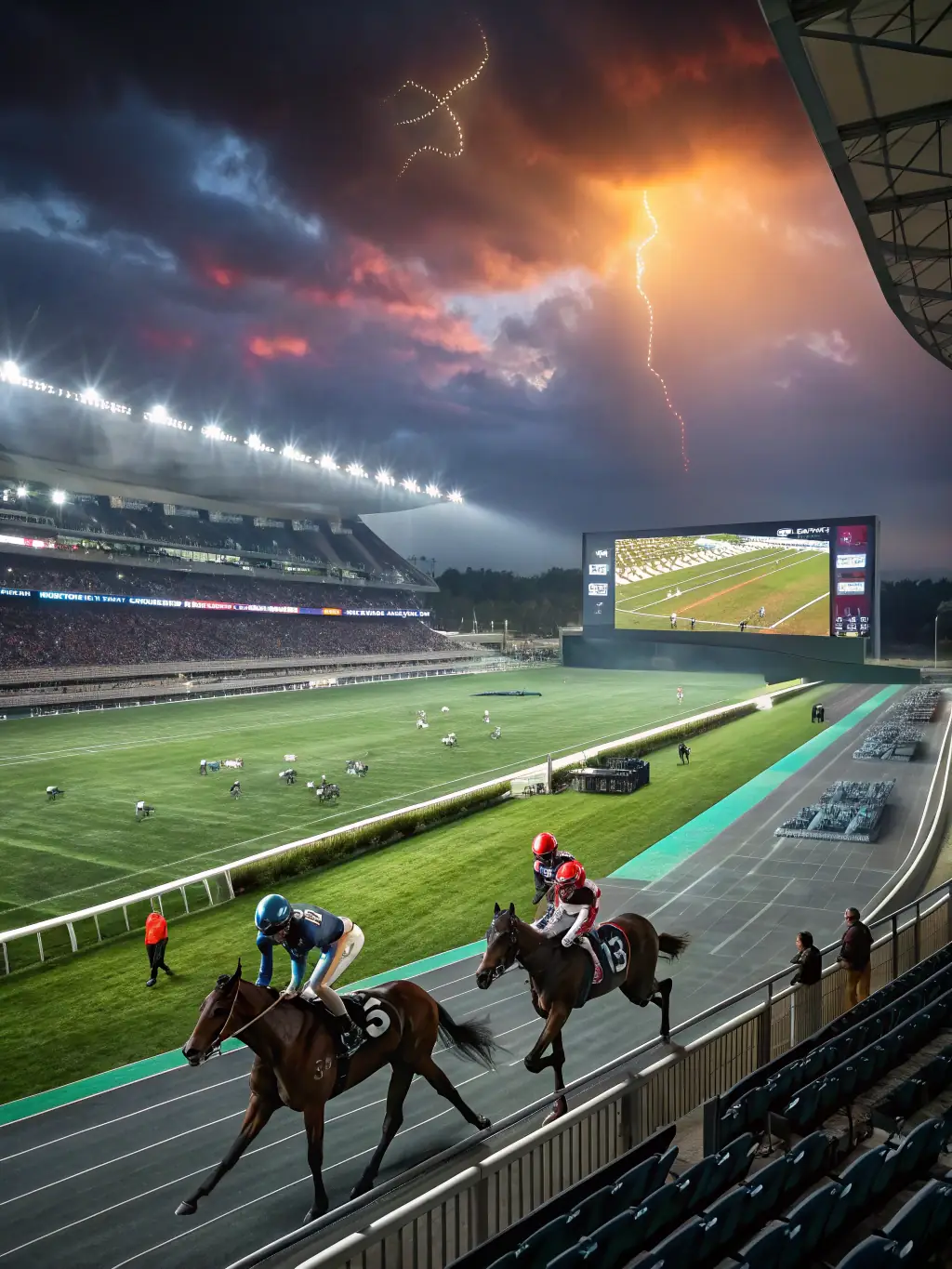 An image showing a football match in progress, with overlaid text explaining the concept of handicap betting.